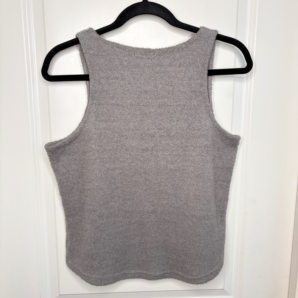 Laundry Cozy Terry Tank Top Small Grey Boucle Knit Lounge Plush Embroidered Logo - Picture 2 of 6